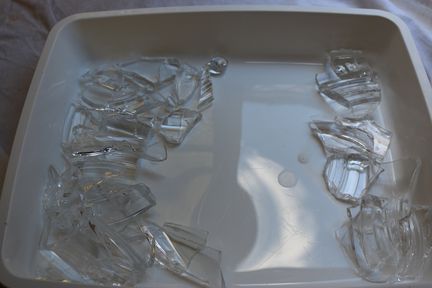 Fragments de verre en attente